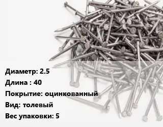 Гвоздь 2.5х40 оцинкованный толевый 5